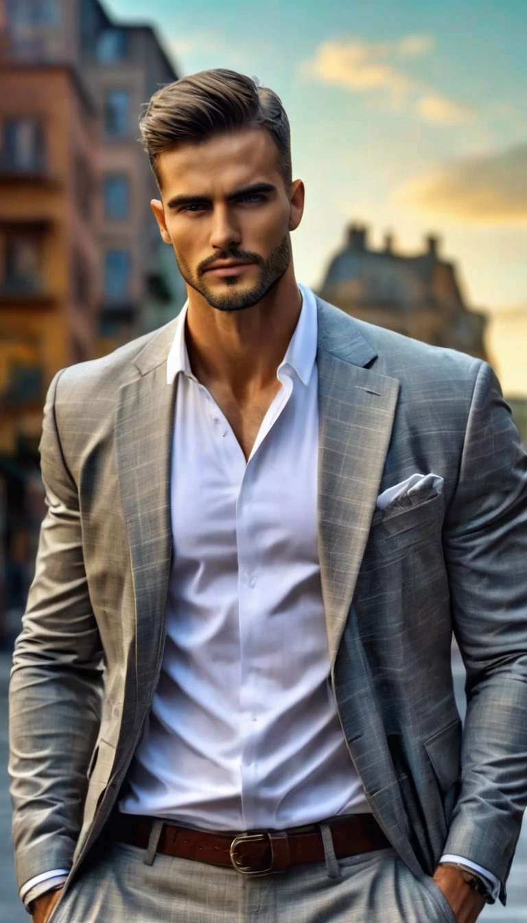 ((a handsome man, male model modern clothing, Full length portrait: 1.5)), (Best Quality, 4k, 8k, high resolution, Masterpiece: 1.2), ultra detailed, (realist, photorealist, photorealist : 1.37), HDR, UHD, studio lighting, ultrafine paint, sharp focus, Physically based representation, Extremely detailed description, professional, vivid colors, bokeh, dramatic lighting, cinematographic composition