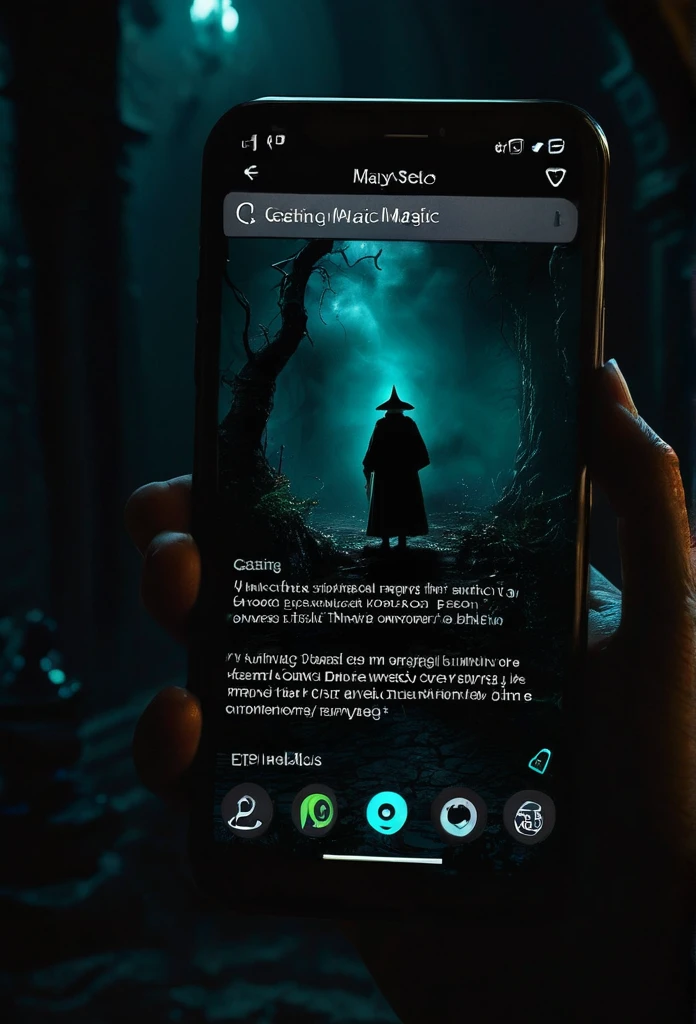 a dark magic texting on a cell phone with a picture of a person standing in the background, dark magic, dark, casting dark magic, with black magic powers, black magic spells, magic, dark wizard, with black. magic powers, epic magic effects, dark epic fantasy, dark cinematic atmosphere, spells magic, dark fantasy esoteric, dark sci-fantasy