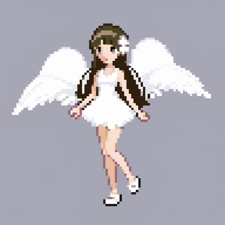 girl,All white,There is a pair of small wings