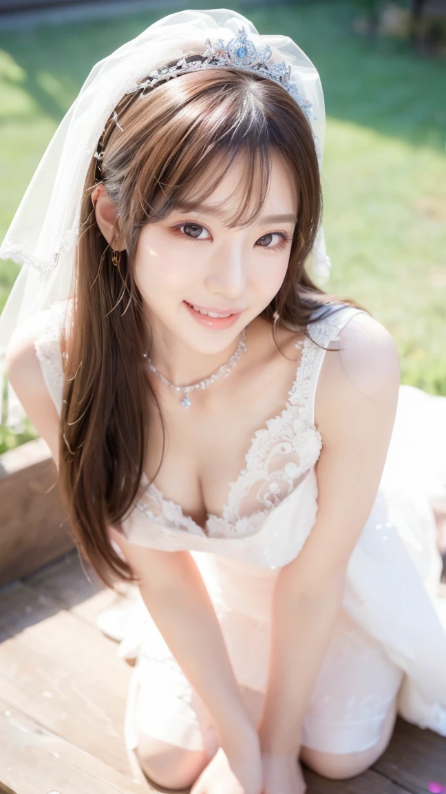 (Highest quality、Tabletop、8K、Best image quality、Award-winning works)、One beautiful bride、(alone:1.1)、(The most extravagant and gorgeous huge pure white wedding dress:1.1)、(Perfect Wedding Lace:1.2)、(The most gorgeous and luxurious giant tiara:1.1)、(The most extravagant and luxurious giant necklace:1.1)、あなたの最高の笑顔で私をplease look、The finest jewellery decoration、Perfect Makeup、Long eyelashes、Ultra HD Shining Eyes、Ultra HD Hair、Ultra-high resolution glossy lips、Ultra High Resolution Perfect Teeth、Super high resolution beautiful face、(Accurate anatomy:1.1)、Very bright and beautiful skin、very bright and vivid、Perfect beautiful bridal hairstyles、(Front facing body:1.1)、(Solid pink background:1.2)、Cleavage、nude、(The 肖像画 was taken from above the lying body: 1.3)、(( M-shaped legs spread, please look )))), (Show me your legs spread wide: 1.5), Real nipples, real open, (女性のマンコ汁がカメラにsquirtしている:1.2), Beautiful 20 year old Japanese girl, Stimulating the clitoris, masturbating and fingering, orgasm, Detailed facial features,(Front view), (squirt from pussy:1.2), (squirt:1.2), Remove the shoulder straps to expose your chest, (Showing realistic beautiful nipples:1.5)