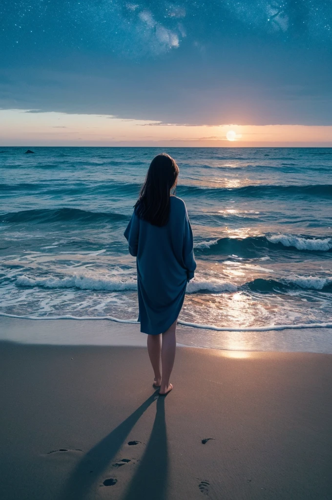When you look at the ocean from the beach on a full moon night, you will see the seawater standing in the shape of a person.