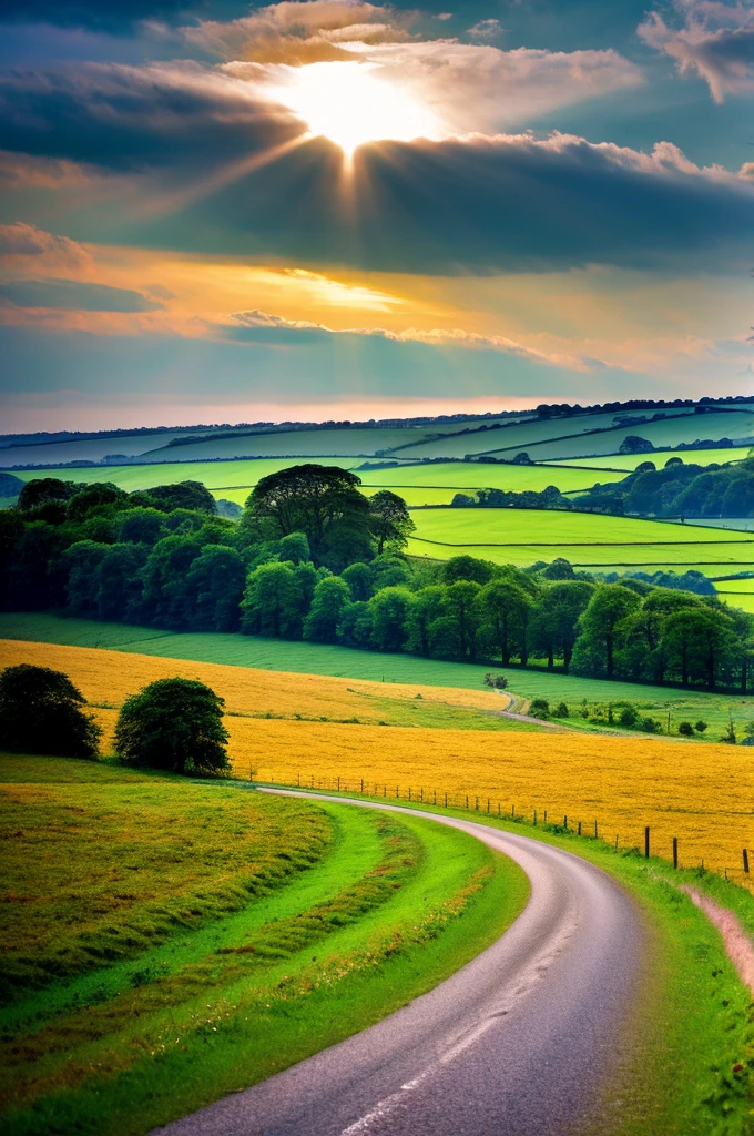 Original landscape，Sky and clouds，Tyndall effect，A country road，Colorful hot air balloon，Tyndall effect，Tyndall effect，High quality desktop wallpaper, Verdant forest, Detailed field properties, Beautiful English countryside, Stunning scenery, Rolling Hills, Landscape Wallpaper, Lush countryside, Green forests, Stunning scenery, Green fields in the background, High quality wallpaper, Beautiful wallpapers，Ultra high quality，Ultra HD，Ultra-high resolution