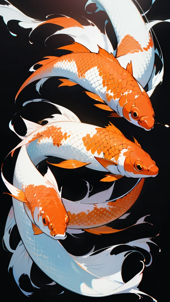 Koi and snak, vector, HD, wallpaper, artgem