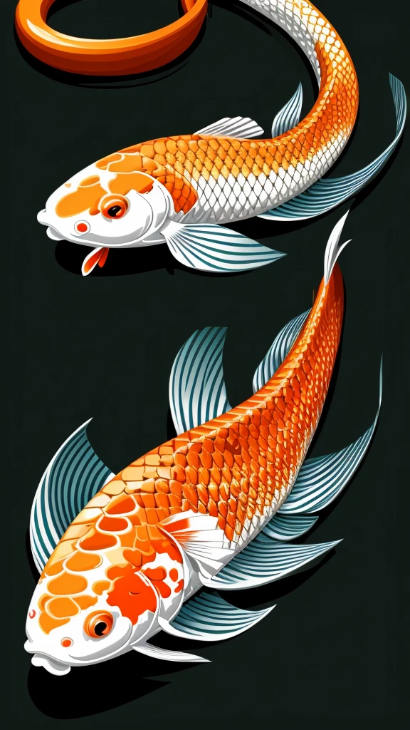 Koi with snake, vector, HD, wallpaper, artgem