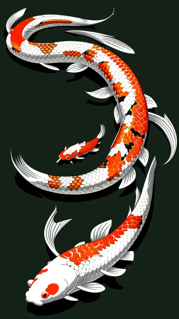 Koi with snake, vector, HD, wallpaper, artgem