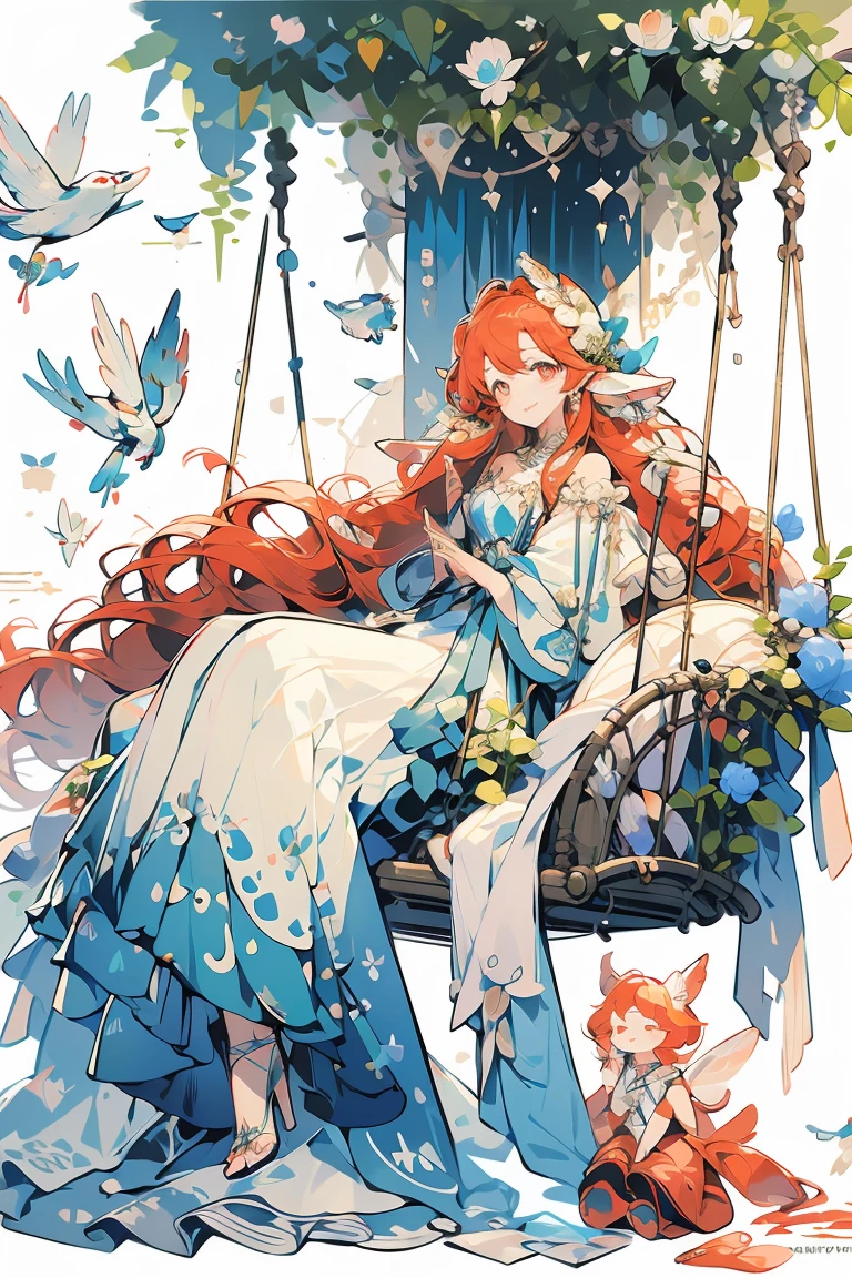 (masterpiece:1.2), best quality,Pixif,Fairy Tale Girl, 1 girl, Red hair, Red Eyes, Short groups, Small dress、Uma Musume、Animal ears