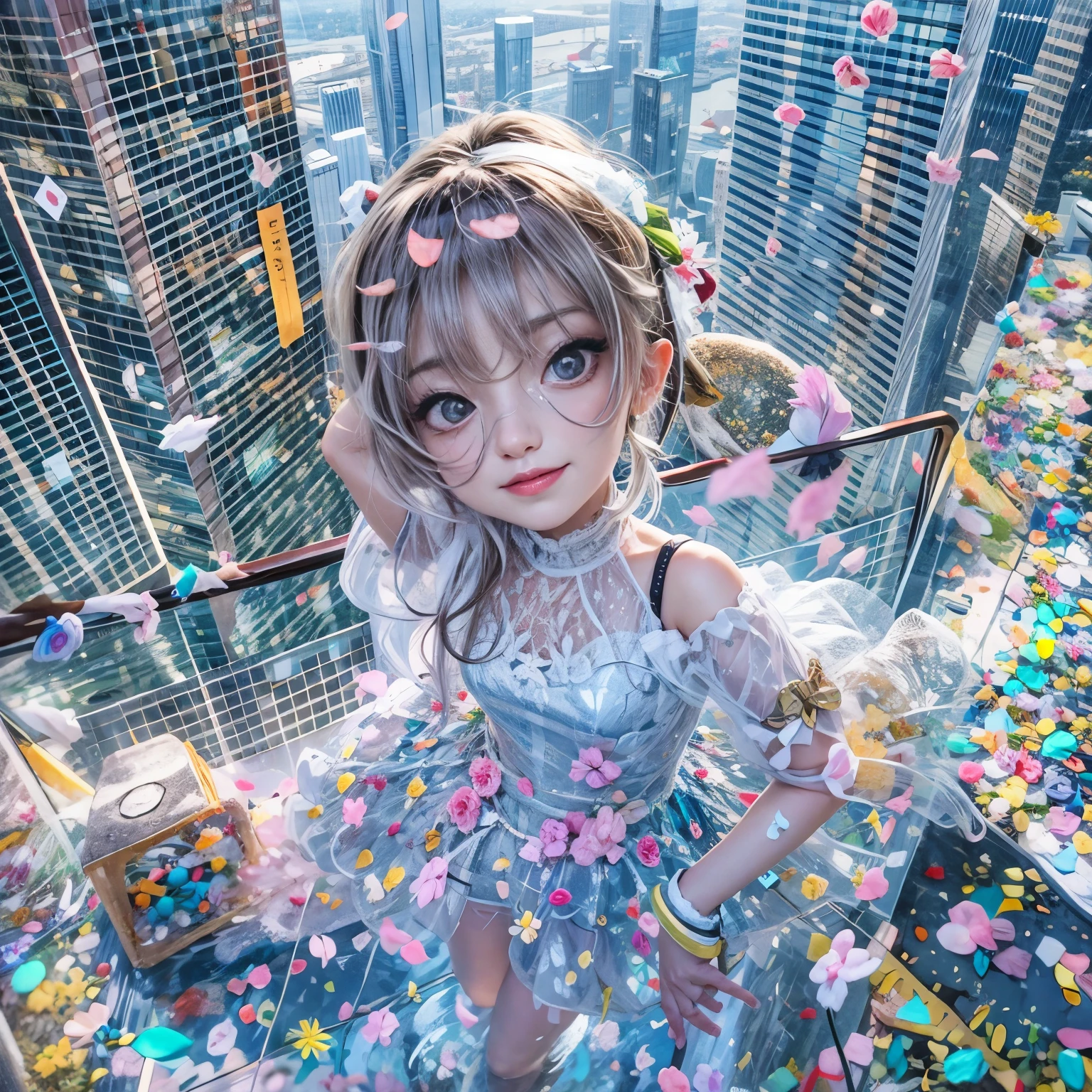 BloodRed, White in Pearly RainbowColors,ExtremelyDetailed(ProfessionalPhoto of Girl Floating in the Sky:1.37)ZoomLayer{Stunning|Mystic|GodRays|Haze}, 57th floor infinity pool in the urban forest. (Masterpiece 8K TopQuality:1.2)(ExtremelyDetailed NOGIZAKA face:1.37) ElaboratePupil with (SparklingHighlights:1.28) DoubleEyelids with Voluminous LongEyelashes PUNIPUNI RosyCheeks (Joyful Expressions LifeLike Rendering) MotionBlur  BREAK  (Acutance:0.77) PUNIPUNI Radiant Impeccable PearlSkin with Transparency White(Skinny SchoolSwimwear) {(HiddenHand)|((Corrected BabyLike Hand))} Whole Body Proportions and all limbs are Anatomically Accurate, {Carnation|Tulips|(Rose)} [FlowerWreath WrappedBody Full of Flowers Covering girl's body] {((Dazzling RainbowColorHorizon))|ColorfulSky|ColoredClouds|Starly RainbowColor Particles}(extra limbs:-1.4)(Not Detailed Face:-1.37)(Not Detailed Hand:-1.28), Drawing infinity pool reference to the rooftop of Marina Bay Sands