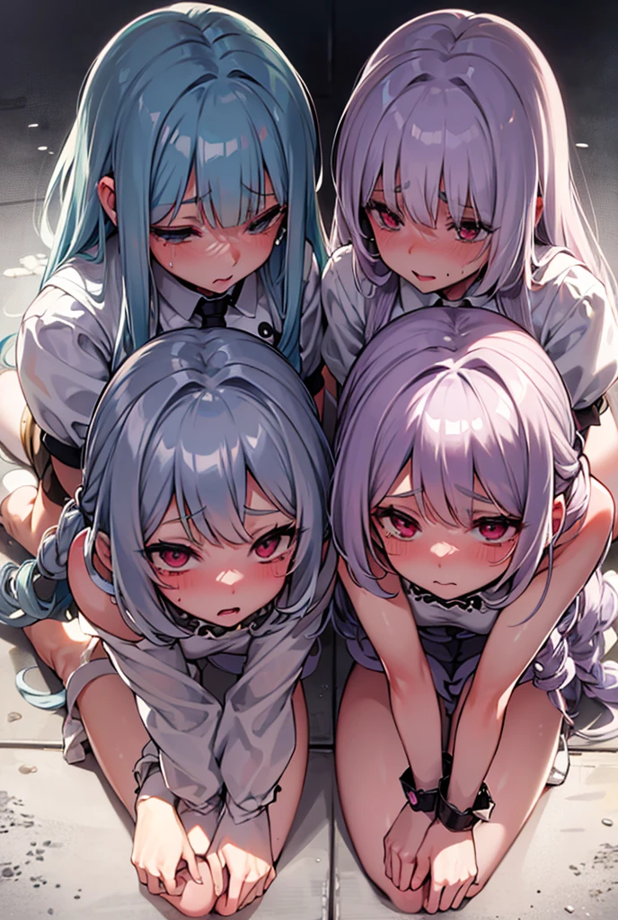 white hair,school swimwear,Loli,li,small breasts,No breasts,slender,cute,It&#39;s exposed,cover your chest with your hands,lotion,Wet,love,embarrassed,love juice,Pussy,Pussyから液体,highest quality