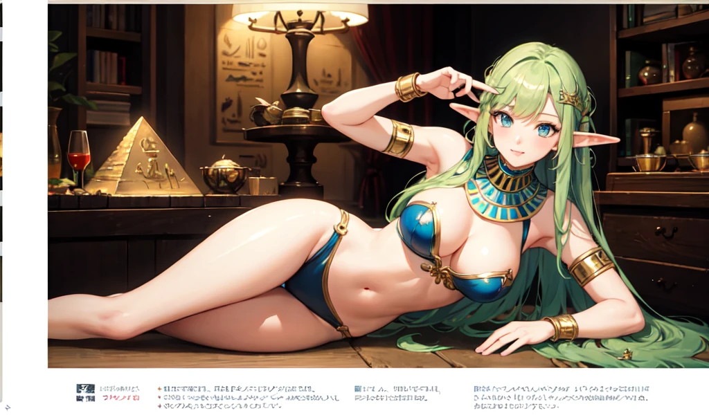 ((Highest quality)), ((masterpiece)), (detailed), 1 Elf Female, sexy,celtic costume,Egypt,pyramid,camel