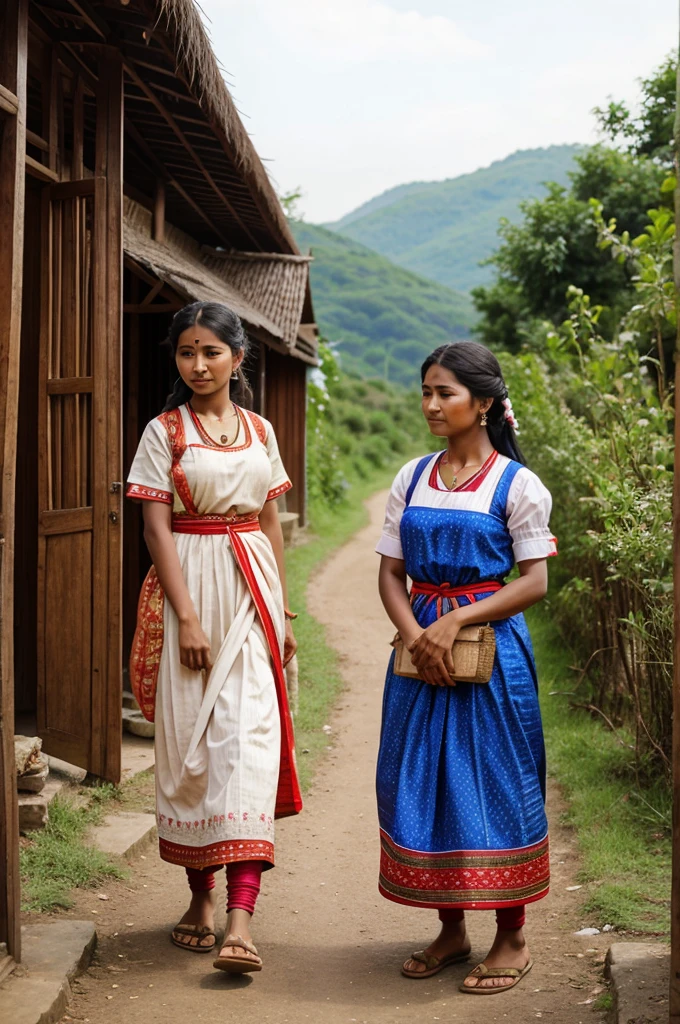 Villagers in traditional attire can enhance the cultural aspect of the image.