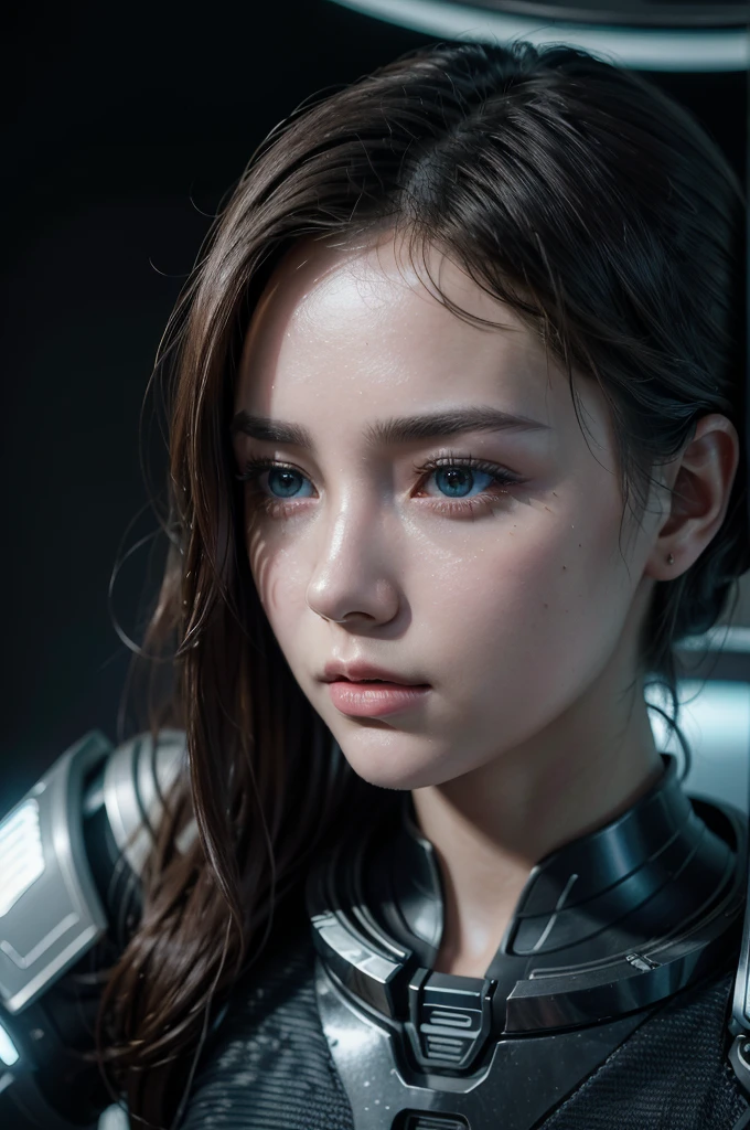 (ultra quality, 4k, 8k, high resolution, masterpiece: 1.2), ultra detailed, (realistic, photorealistic, photorealistic: 1.37) a sexy and beautiful young female robot in a space station, 8k, ultra-detailed, photorealistic, highly detailed, volumetric lighting, extremely detailed face and eyes, long eyelashes, intricate details, concept art, vibrant colors, cinematic lighting, dramatic lighting, sci-fi, futuristic, advanced technology, sleek design, seamless integration, meticulously crafted, masterpiece