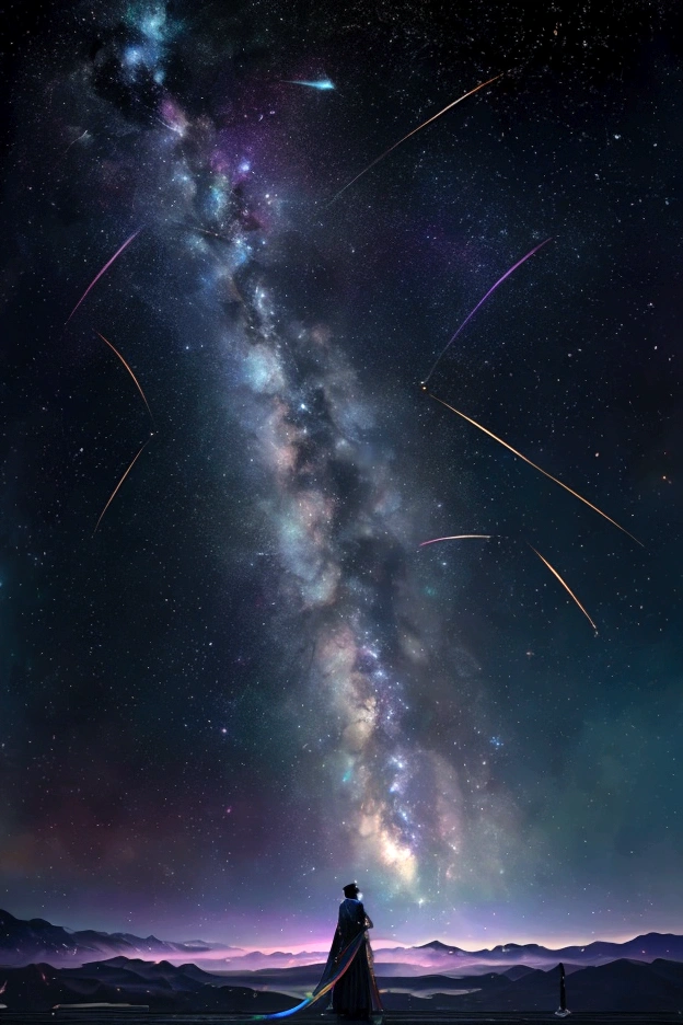 The world we see、Iridescent幻想的なNight Sky、constellation,Castle scenery、 Iridescentconstellation、Iridescent空包み込まれそうな瞬間,When the stars shine in rainbow colors、Astronomical observation、Planetarium、Meteors、colorful,美しいconstellation、Three-dimensional,wonderful景色,Night Sky,An atmosphere full of dreams and hope,masterpiece.16K, Ultra-high resolution, to be born,wonderful ,future、Iridescent、The world 30 years from now。
