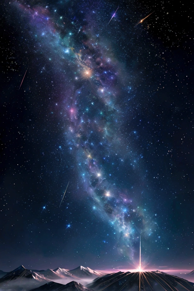 The world we see、Iridescent幻想的なNight Sky、constellation,Castle scenery、 Iridescentconstellation、Iridescent空包み込まれそうな瞬間,When the stars shine in rainbow colors、Astronomical observation、Planetarium、Meteors、colorful,美しいconstellation、Three-dimensional,wonderful景色,Night Sky,An atmosphere full of dreams and hope,masterpiece.16K, Ultra-high resolution, to be born,wonderful ,future、Iridescent、The world 30 years from now。