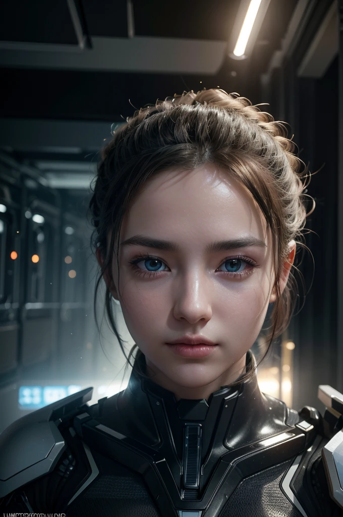 (ultra quality, 4k, 8k, high resolution, masterpiece: 1.2), ultra detailed, (realistic, photorealistic, photorealistic: 1.37) a sexy and beautiful young female robot in a space station, 8k, ultra-detailed, photorealistic, highly detailed, volumetric lighting, extremely detailed face and eyes, long eyelashes, intricate details, concept art, vibrant colors, cinematic lighting, dramatic lighting, sci-fi, futuristic, advanced technology, sleek design, seamless integration, meticulously crafted, masterpiece