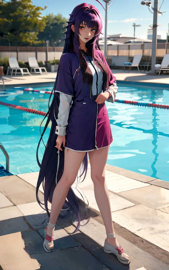 swim，swim ring，swim poolside、band vocals、full-body shot((masterpiece, best quality)), insaneres, absurdres, solo, looking at viewer, 
ANIME_DxD_Rias_Gremory_ownwaifu, 
1girl, bangs