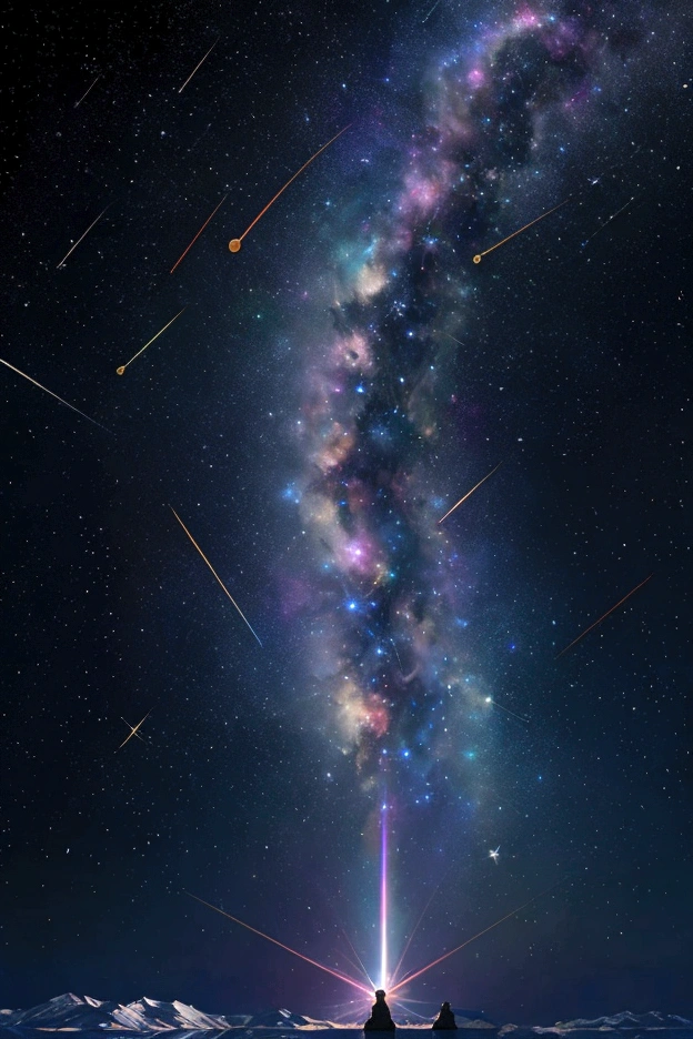 The world we see、Iridescent幻想的なNight Sky、constellation,Fantastic landscape、 Iridescentconstellation、Iridescent空包み込まれそうな瞬間,When the stars shine in rainbow colors、Astronomical observation、Planetarium、Meteors、colorful,美しいconstellation、Three-dimensional,wonderful景色,Night Sky,An atmosphere full of dreams and hope,masterpiece.16K, Ultra-high resolution, to be born,wonderful ,future、Iridescent、The world 30 years from now。