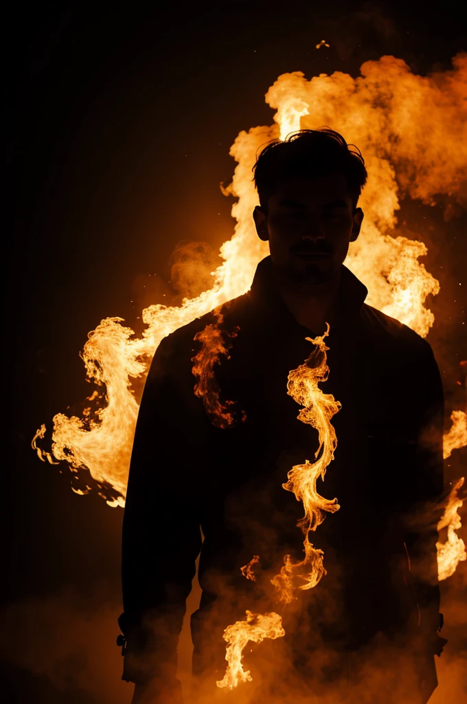 realistic photo of a man,, completely engulfed in flames,, night, shot from behind, <lora:Sacrifice_to_the_Ancient_Ones:0.7>