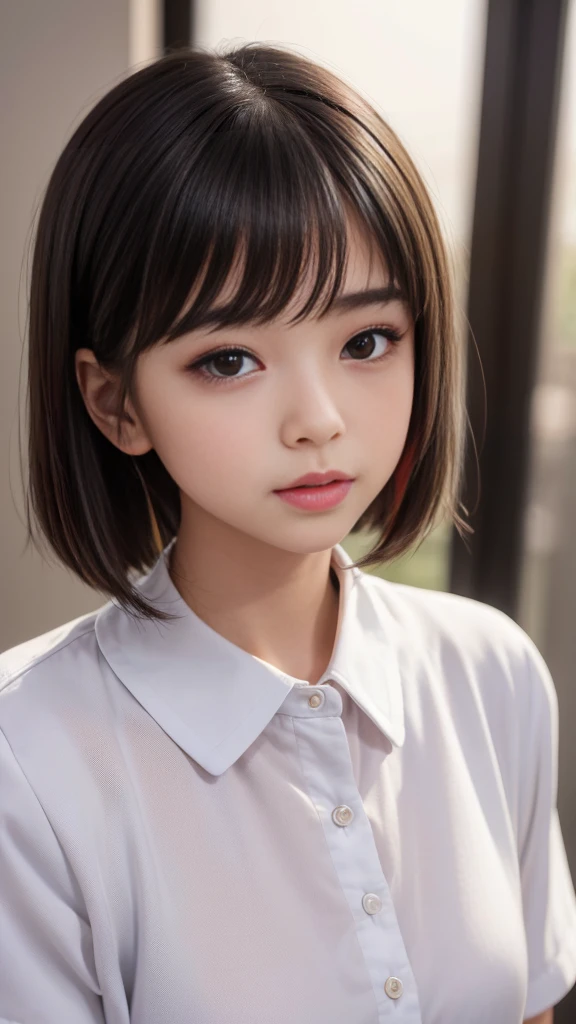 8K, Highest quality, 1peopleの女の子, (Cute school girl, beautiful girl, Baby Face), (Skin Dentition), night, (dark), Clear background indoors, (people々), Beautiful Bangs, nice,, (Clothing and uniforms:1.3),Soft lighting, Charm, dark Room, (Mouth closed:1.2, Beautiful Eyes, Fine grain, Detailed Iris, Beautiful Lips, Beautiful Nose, Beautiful Face),(primary color:1.5)