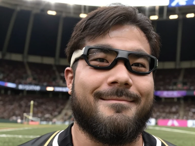 １male, solo, (yossan), Ultra-high resolution,beard, Are fat, Sports Goggles, (Rugby Player), (Rugby ball), uniform, headgear, Gloves, Ground, Stadium, game, Tackle, try, dash, Sweat, mud, Energetic, Powerful, illumination, audience, Applause, exciting, intense,
game中にdashしている選手。Tackleを受ける瞬間やtryを決める瞬間をキャプチャ。背景にはaudience席やStadiumのライトが映える。
,Motion blur effect、スポッtryトを強調して選手に焦点を当てる。