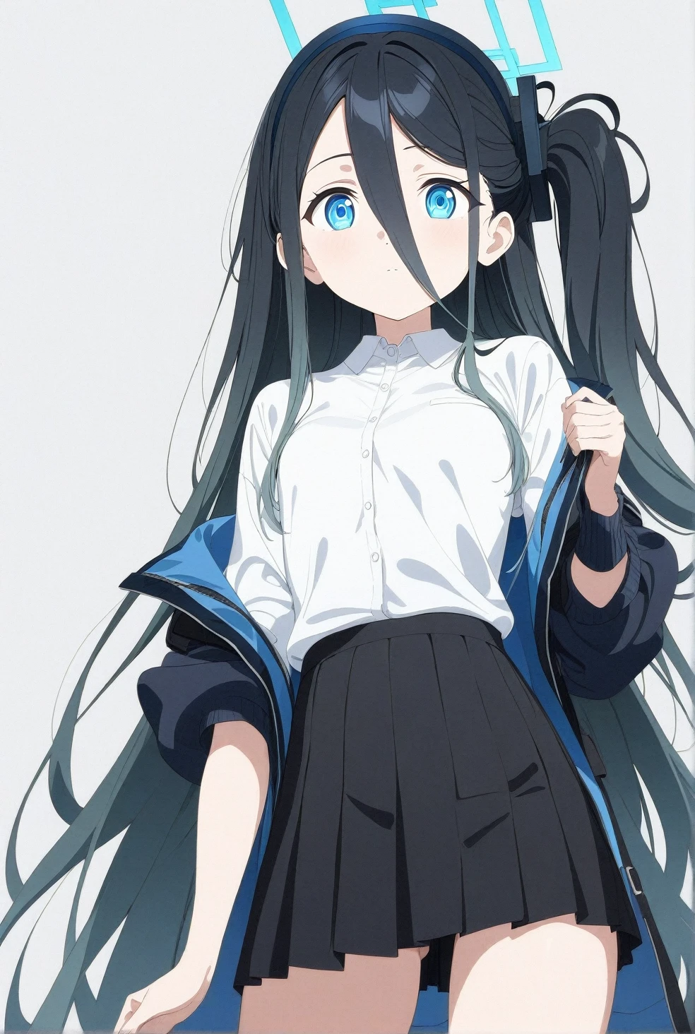 (masterpiece), (best quality), (ultra-detailed), very aesthetic, illustration, perfect composition, intricate details, absurdres, detailed face, (intricate),1girl, (1girl, aris (blue archive), blue archive, blue eyes, black hair, small breasts), nipple,perfect face, 4k, extremely detailed anime illustration,, enhanced details,cowboy shot,perfect anatomy,smooth skin, (gray background), cristal clear eyes, beautiful face,(anime style:1.5), (highres),(anime style:1.9), (Warm Light:1.5), (highres:2),
