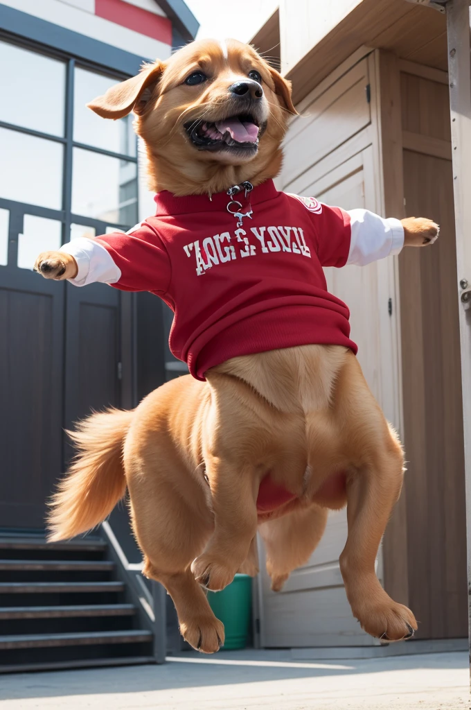 Raise a caramel dog, like a pop diva, in red clothes, and I jump