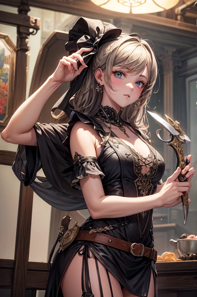 ((best quality)), ((masterpiece)), (detailed), un cuchillo con un cuchillo
