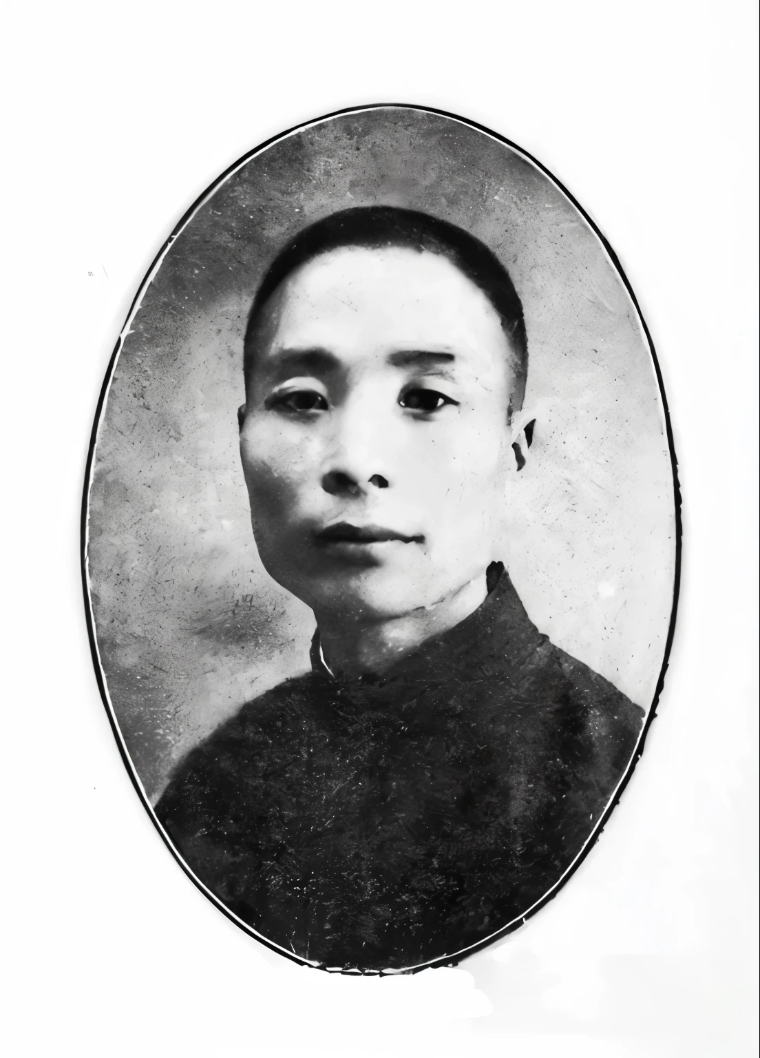 arafed photo of a man in a green shirt and hat, aged photo, very old photo, phong yintion j - jiang geping, old photo, damaged photo, old picture, song nan li, jinyiwei, xiang duan, old photograph, inspired by Hu Jieqing, around 1 9 , ww2 era photograph