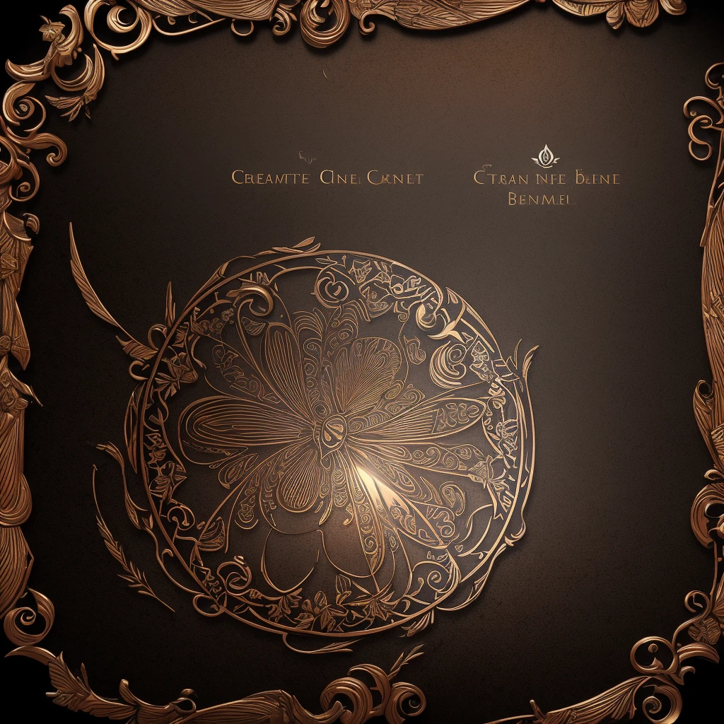 Create a 3D token frame border featuring a flaming metallic bronze blood butterfly circle. Place a man in a suit in the center of the circle. Inscribe the name 'SOUTH GM BED FAIRIES' within the design