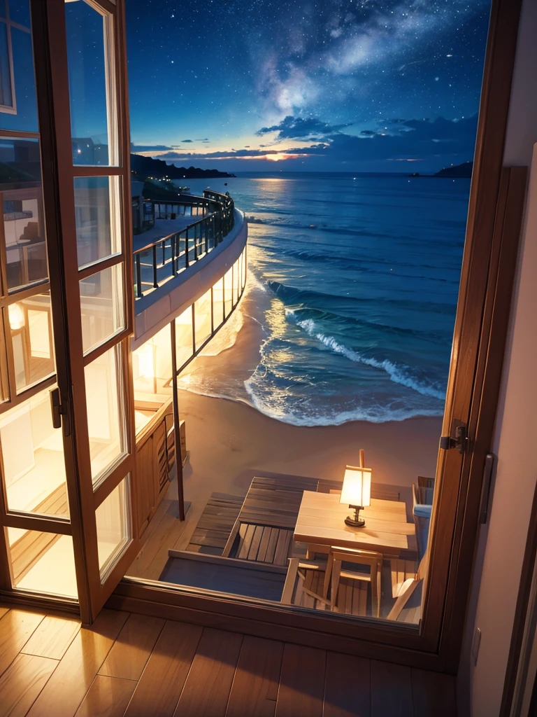 Masterpiece, Beautiful Beach view from windows, night time