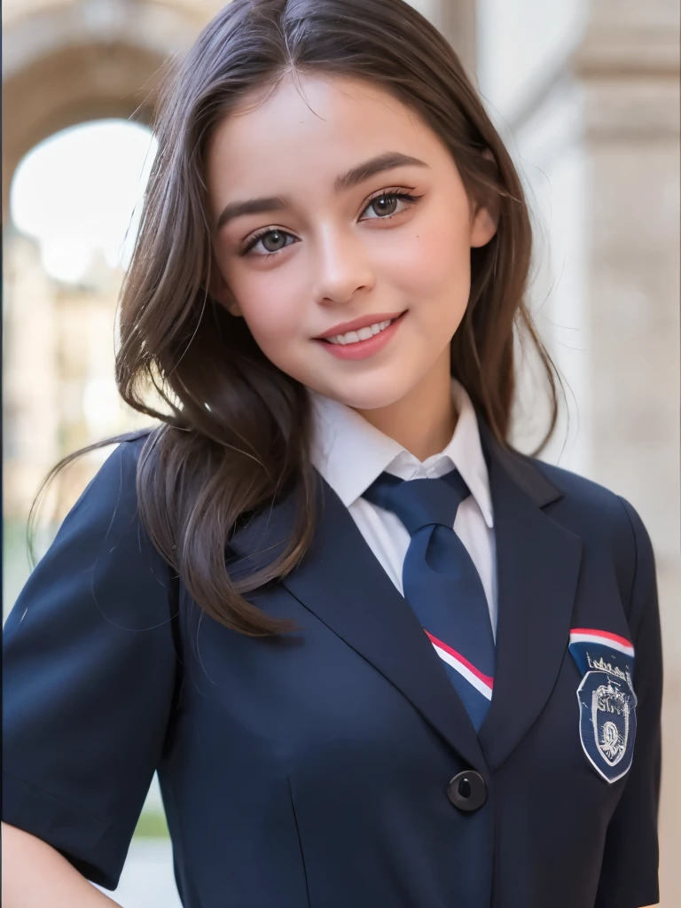 (Yeux ronds:1.2), (visage et yeux very detaileds), (big grin),  Un visage et des yeux incroyables, (school uniform, Mini-jupe plissée:1.3), (best quality:1.4), (ultra-detailed), (Background&#39;Extremely detailed CG unified 8k display), very detailed, High definition raw color photos, photographie professionnelle, realistic portrait, summer, (beach), (nice face:1.2),