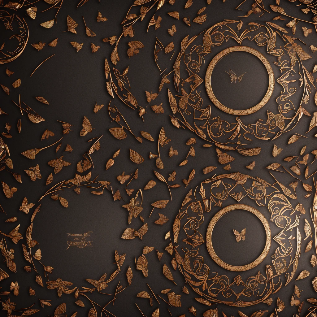 Create a 3D token frame border featuring a flaming metallic bronze blood butterfly circle. Place a man in a suit in the center of the circle. Inscribe the name 'SOUTH GM BED FAIRIES' within the design