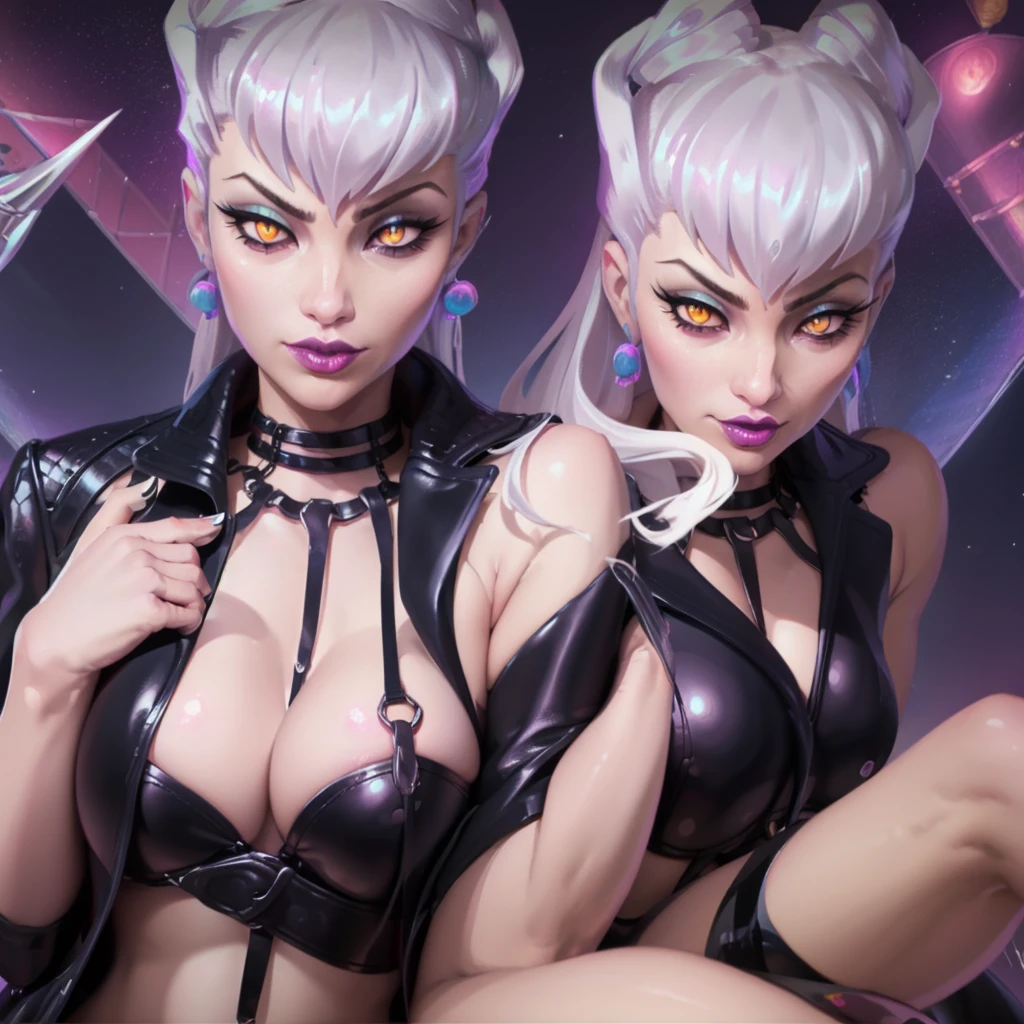 score_9, score_8_up, score_8_up,soul fighter evelynn, cropped jacket, hat, pants, short hair,blonde hair, blue eyes, purple lips, 1girl, focus on vagina, sexy, nsfw, teardrop shaped tits, ((teasing cock)), ass up, imminent blowjob, penis on face, arching back, perfect ass, fit body, thin waists, scenery, godrays, g0thicPXL, lipstick marks on cock, cum, titjob