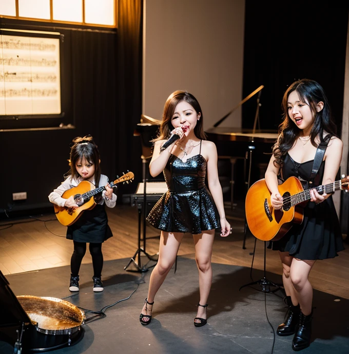 masterpiece、top-quality、ultra-detailliert、(Chibi Chara musicians:1.2)、(Artist Photography Flavor Images:1.2)、band vocals、
