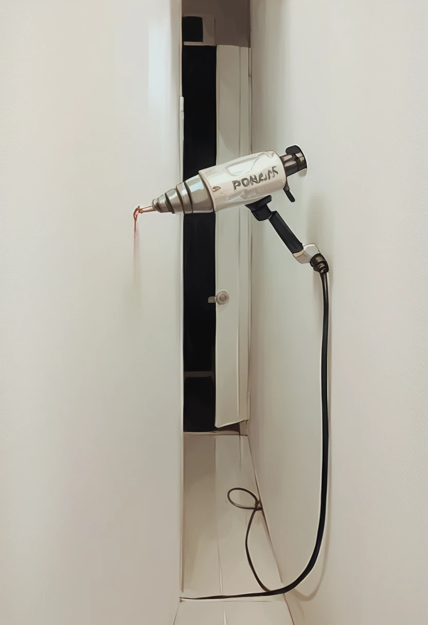 perforation of white wall with drill that a person holds