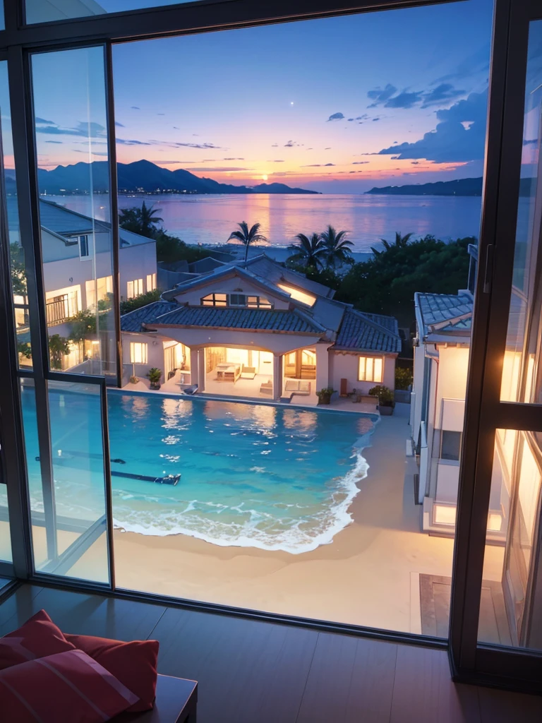 Masterpiece, Beautiful Beach view from windows, night time