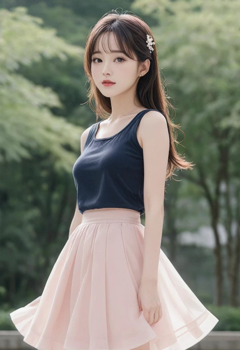 (Highest quality)、(masterpiece)、(detailed)、
(beautiful girl)、(Beautiful face)、(blush)、((shy))、
(dance)、(dance)、
(whole body)、(Hide the skirt)、(Skirt flipped up)