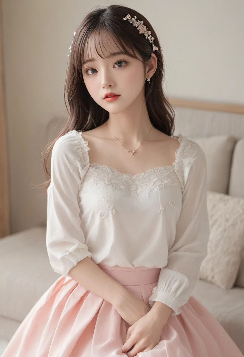（Highest quality）、（masterpiece）、（detailed）、
（beautiful girl）、（Beautiful face）、（blush）、((shy))、
（dance）、（dance）、
（whole body）、（Hide the skirt）、（Skirt flipped up）
