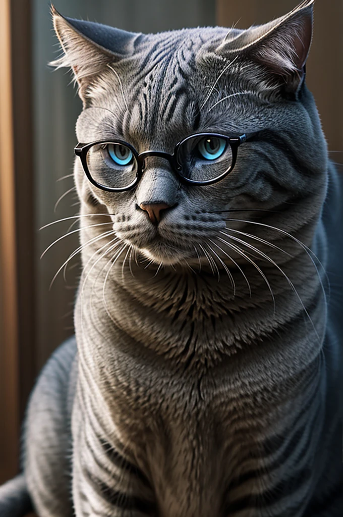 Avatar for gun game with a gray cat with glasses