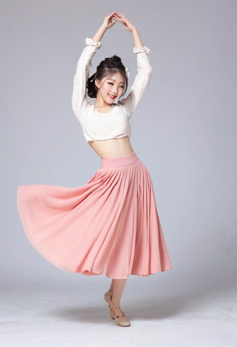 (Highest quality)、(masterpiece)、(detailed)、
(beautiful girl)、(Beautiful face)、(blush)、((shy))、
(dance)、(dance)、
(whole body)、(Skirt flipped up)、
(I hide my flipped up skirt with my hands)