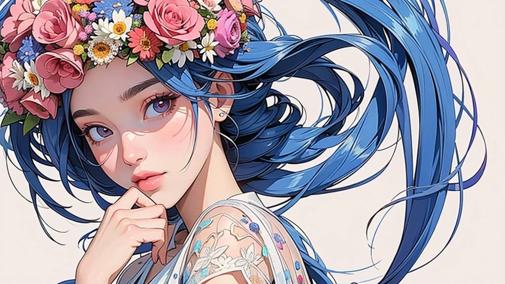 (ultra-Detailed Background, Detailed Background), Absurd, High resolution, Super detailed, Very detailed, One girl, (bouquet:1.3), (Tangled:1.2), (Geometric:1.2),(colorful),