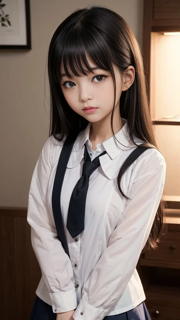 8K, Highest quality, masterpiece:1.2, RAW Photos, 1peopleの女の子, ( girl, beautiful girl, Baby Face),ntition), night, (dark), Clear background indoors, (people々), Beautiful Bangs, nice,, (Clothing and uniforms:1.3), Soft lighting, Attractive breasts, ((怪しいdark部屋)), (Mouth closed:1.2, Beautiful Eyes, Fine grain, Detailed Iris, Beautiful Lips, Beautiful Nose, Beautiful Face), (primary color:1.5)