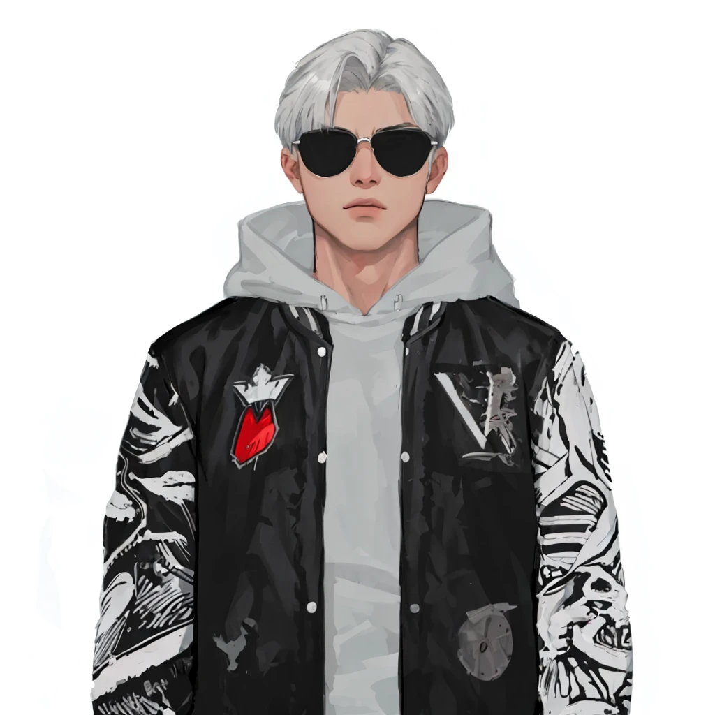 (masterpiece:1.2, best quality), (1men, solo, upper body:1.2),flat face,Hair: buzz cut,Clothing: oversized, distressed denim jacket with patches and pins, paired with black skinny jeans and combat boots, Hanging out in an underground music venue or street art exhibit