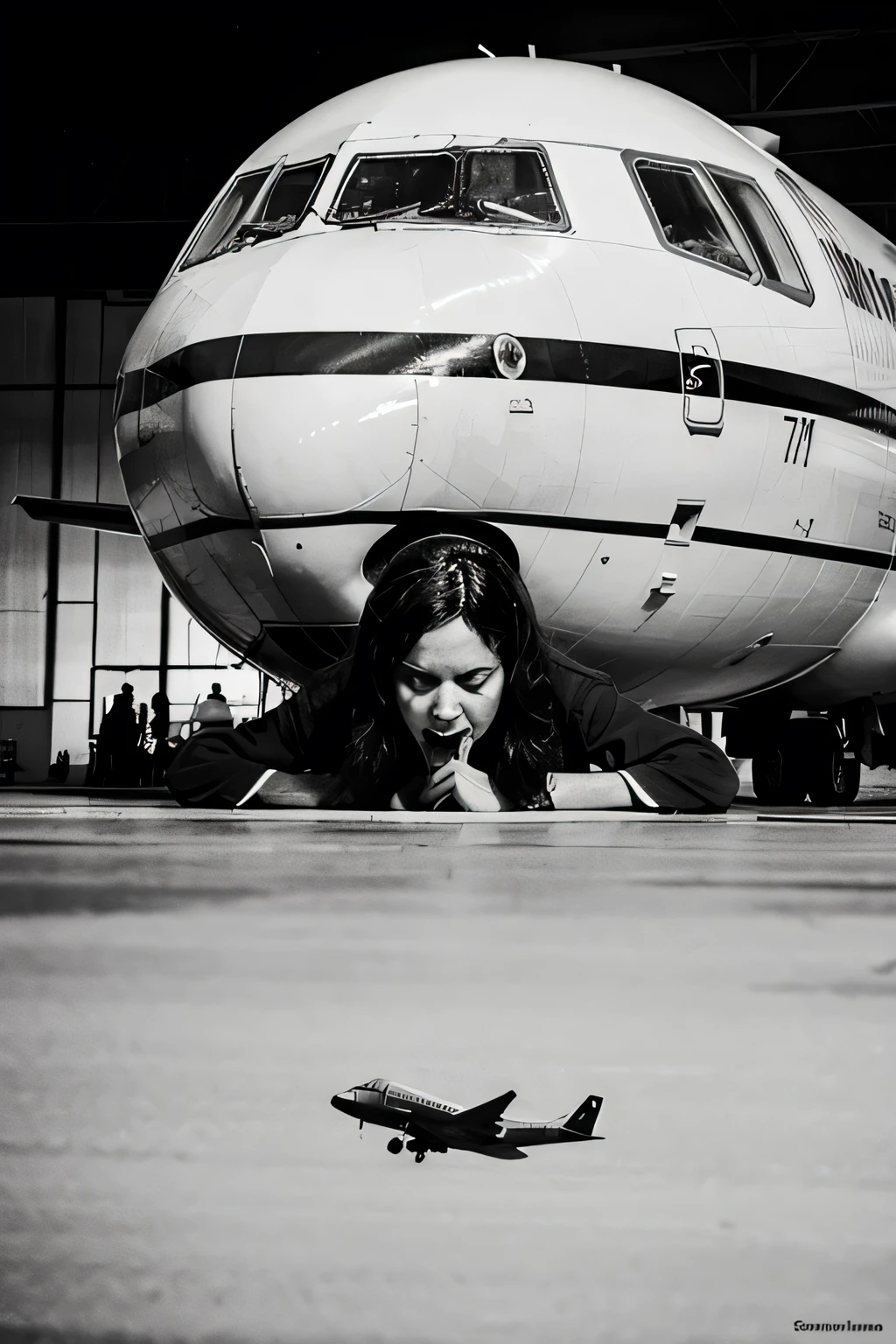 Draw me an illustration of the mystery of the horror of airplane flights for 70 years