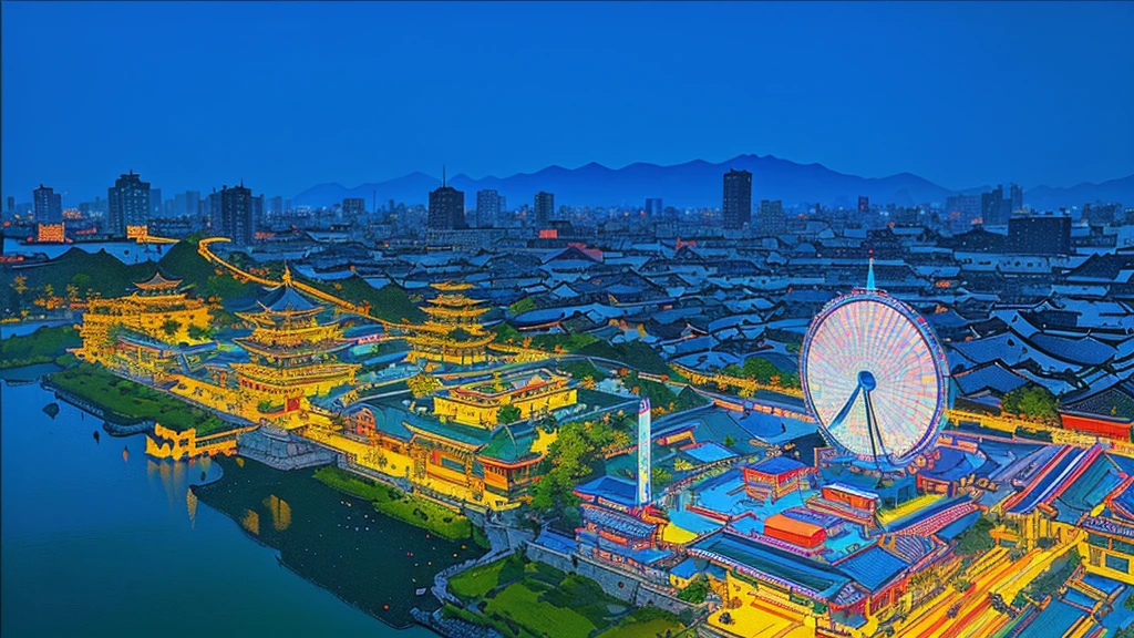 Chinese Architecture, Portrait, 2D Illustration, Graphic Design, High Contrast, Clean Lines, Minimalism, Vibrant Colors, (Best Quality, 4K, 8K, HD, Masterpiece:1.2), Ultra-Fine, (Realistic, Photorealistic, Photo-Realistic:1.37), HDR, Studio Lighting, Focal Points Are Sharp, Vibrant Colors 