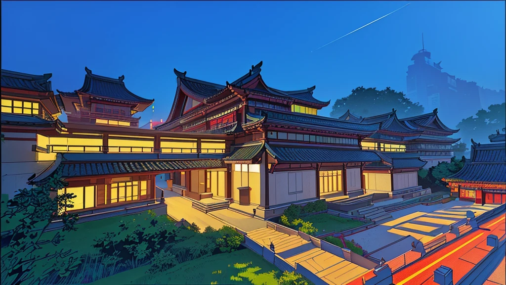 Chinese Architecture, Portrait, 2D Illustration, Graphic Design, High Contrast, Clean Lines, Minimalism, Vibrant Colors, (Best Quality, 4K, 8K, HD, Masterpiece:1.2), Ultra-Fine, (Realistic, Photorealistic, Photo-Realistic:1.37), HDR, Studio Lighting, Focal Points Are Sharp, Vibrant Colors 