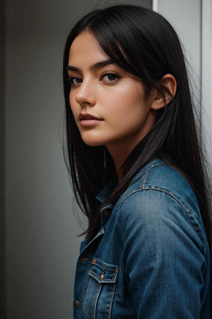 proFessional portrait photograph of a girl in, age19, Solo, long medium hair, Colossal , Looking at Viewer, black hair,sexy face, black eyes, Realistic, depth oF Field, F/1. 8, 85mm, Medium shot, mid shot, (((proFessionally color graded))), bright soft diFFused light, (volumetric Fog), trending on Instagram, hdr 4k, 8k