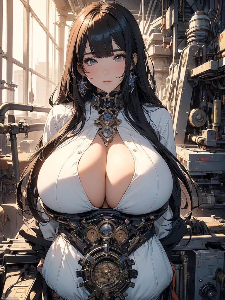 (masterpiece, Highest quality, 32K Wallpapers, Very detailed,portfolio), One girl:1.2, breast enhancement、More Angles、highlight、Detailed face、Very talented、(The most complex machine), (Genius Mechanic),(Overall colorful), ((Huge breasts:1.6)),Complex full body bondage with machinery:2.0、BDSM:1.4, nsfw
