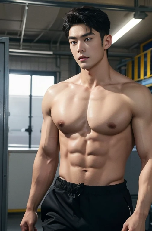 1 handsome Asian guy,27岁policeman,arafed male police 官 in walking down a hallway, , wearing a sexy police outfit , kinky police , open outfit: police expose the penis , , majestic,Who is Shi Yu?, Li Yuanbin, Kim Hyung Tae, Kim Hyung Tae, Yin Shishan, Handsome Asian muscular guy,Broad shoulders and narrow waist,A handsome guy in police uniform,Form-fitting fabric contours the bust,in a remote warehouse,hands tied behind back,Hands tied behind the back,hands tied behind back,Masculine and sexy,High,Muscles look good,hairy body,Wheat complexion,black eyes(thin eyes 1:3),whole body image, huge penis, manly penis