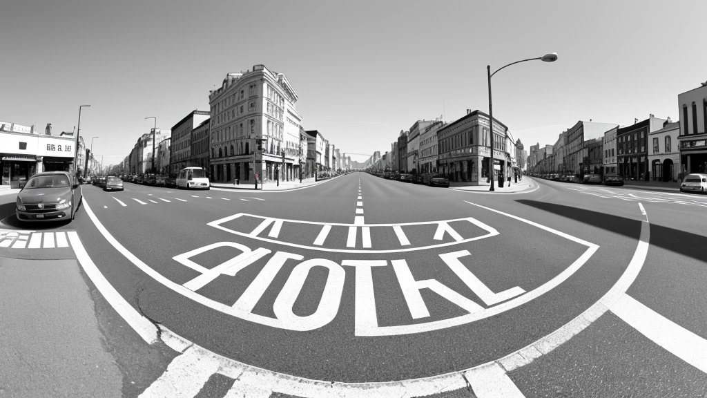 Straight road running from right to left through the center of town