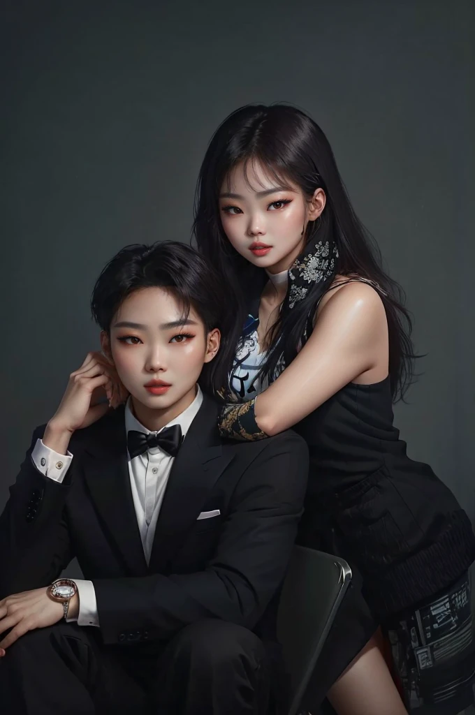 Jennie Kim and young, masculine man